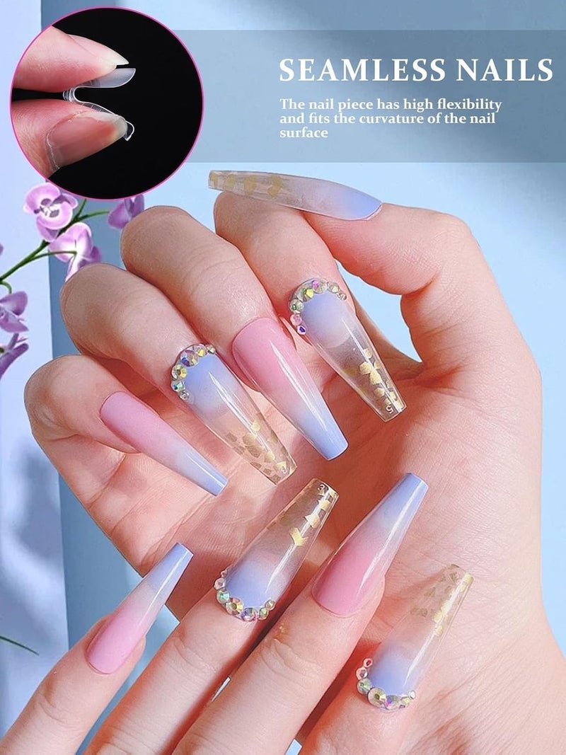 TOROKOM 120Pcs Poly Extension Gel Dual Nail Forms T-Shapes Clear Nail Forms Full Cover Coffin Nail Molds 12 Sizes for Gel Manicure Nail Art Design Salon&DIY - Image 2